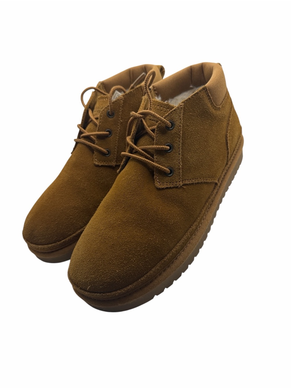 UGG Koolaburra Women's Suede Lace-Up Tan Ankle Booties Faux Fur Lining Size 8